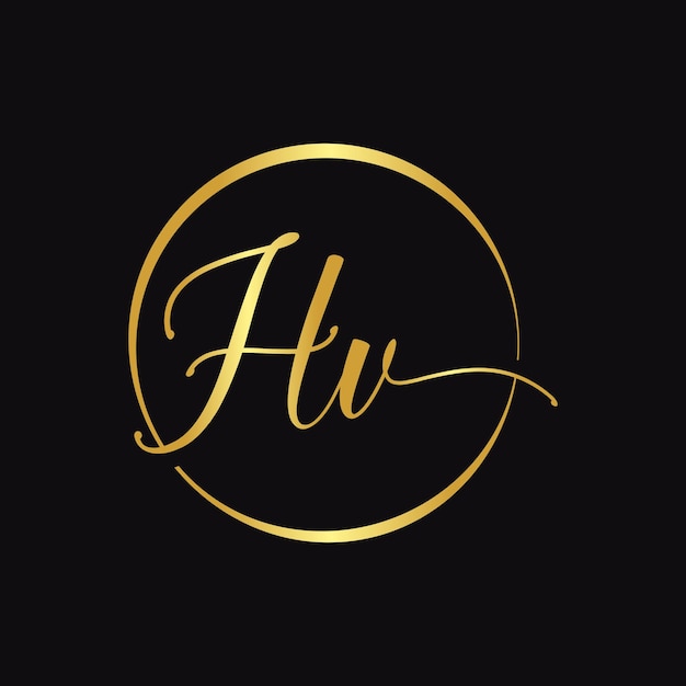 Hv script logo design vector modelo letra de caligrafia inicial ilustração em vetor hv