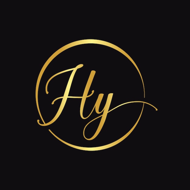 Hy script logo design vector modelo letra de caligrafia inicial hy ilustração vetorial