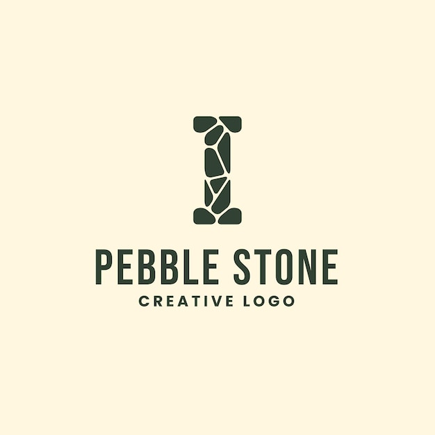 Vetor i letter pebble stone organic and luxurious logo design