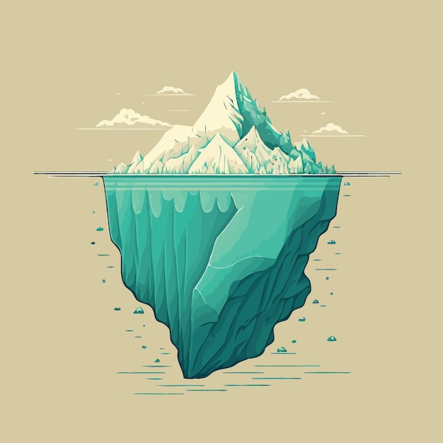 Vetor iceberg de massa de gelo gigante flutuando