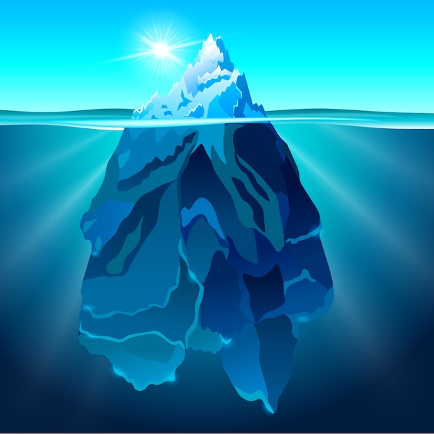 Iceberg em fundo realista de água