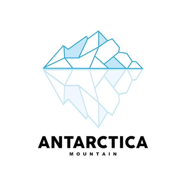 Iceberg logo montanhas antárticas vetor em gelo azul cor natureza design produto marca ilustração modelo ícone