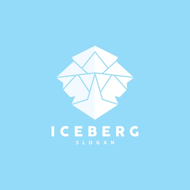 Iceberg logo montanhas antárticas vetor em gelo azul cor natureza design produto marca ilustração modelo ícone