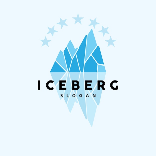 Iceberg logo montanhas antárticas vetor em gelo azul cor natureza design produto marca ilustração modelo ícone