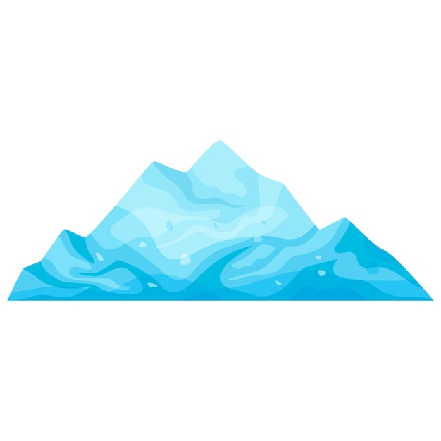 Iceberg ou pedaço quebrado de gelo Bloco congelado frio objeto ártico de neve em fundo branco penhasco gelado ou bloco de gelo no estilo cartoon