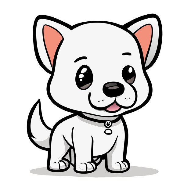 Vetor icon de adesivo de desenho animado de cão desenhado à mão conceito de ilustração isolada