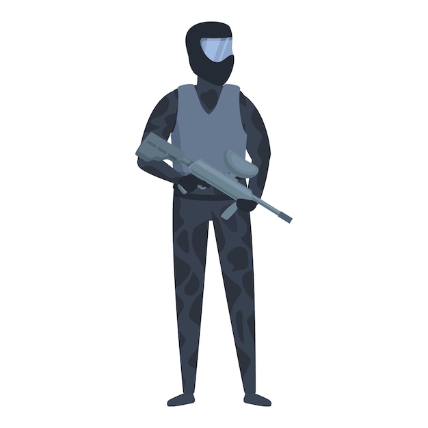 Icon de jogador de paintball bonito vetor de desenho animado Arena de uniforme