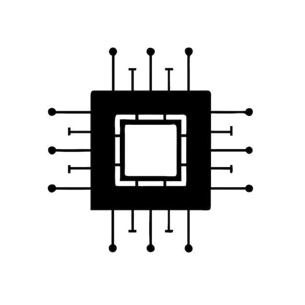 Icon de microchip Representação ilustrativa de uma unidade central de processamento