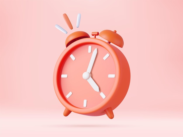 Icon de relógio de despertador 3d conceito de design minimalista de temporizador de sono renderização 3d ilustração vetorial