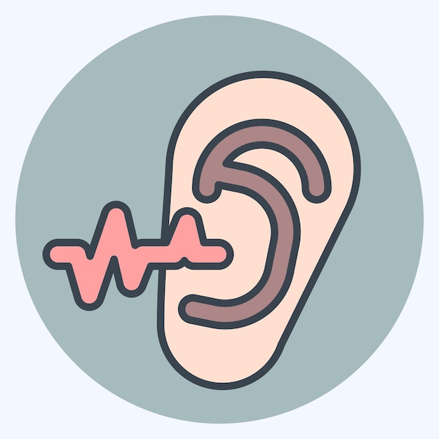 Icon Exame de Orelha relacionado a Especialidades Médicas símbolo de cor mate estilo ilustração de design simples