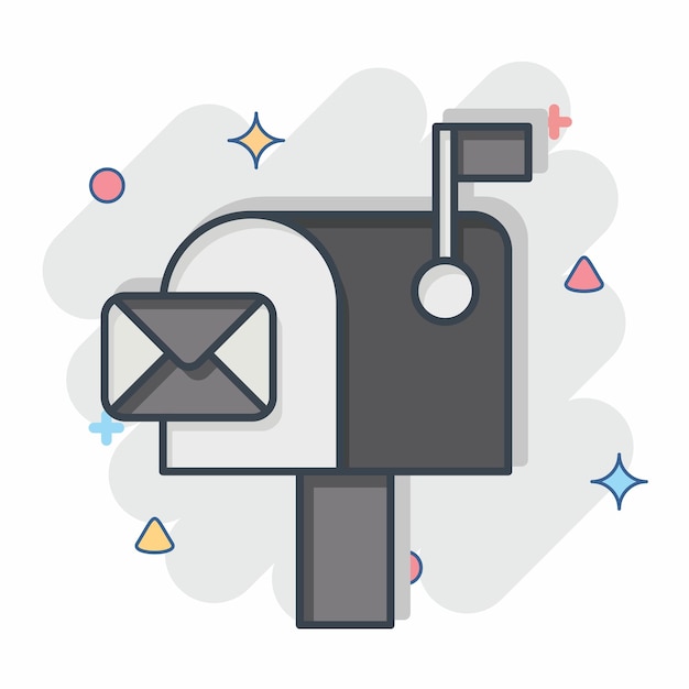 Icon Mailbox relacionado a Símbolo de comunicação Ilustração de design simples de estilo cômico