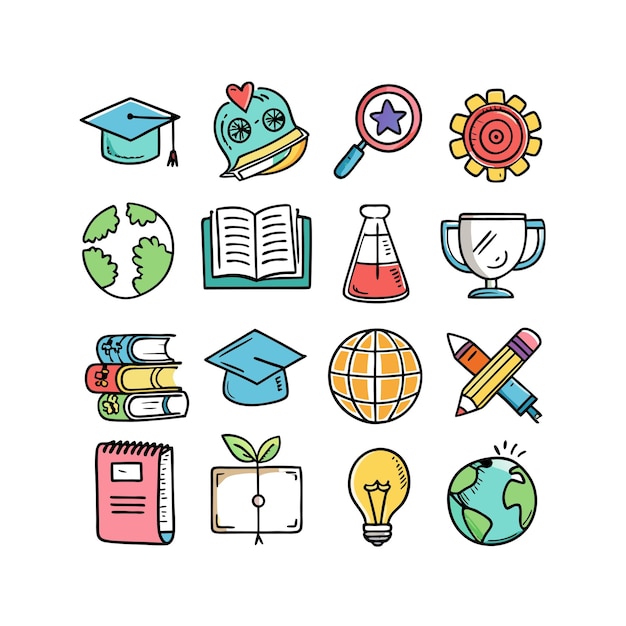 Icon Set Collection Ilustração vetorial para documentos, sites educacionais e aplicativos móveis