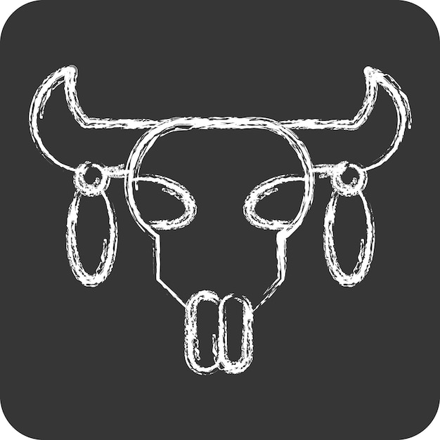 Vetor icon skull 2 relacionado ao símbolo indígena americano giz estilo design simples editável
