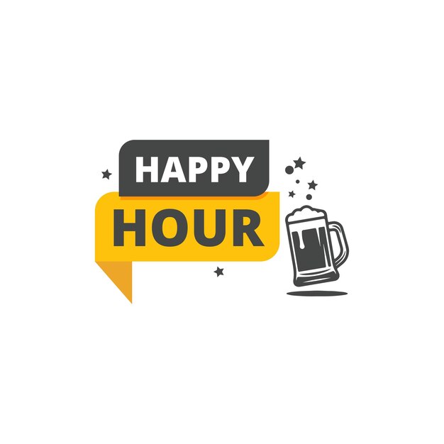 Vetor icon vector de bebida de cerveja de hora feliz modelo de mídia social de bandeira