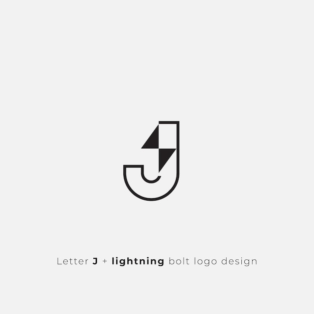 Vetor icona de design de letra j e relâmpago simples e minimalista