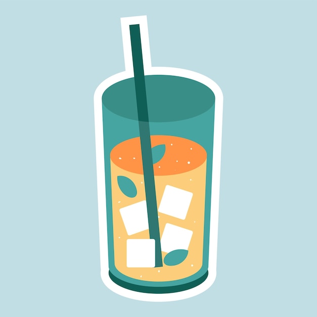 icona de suco de gelo objecto adesivo vetor bebida de verão