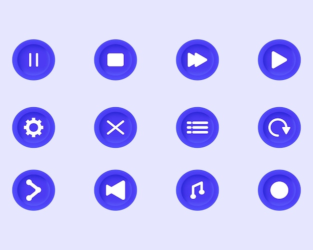Vetor Ícone 3d botão de menu realista desenho vetorial de mídia de reprodução