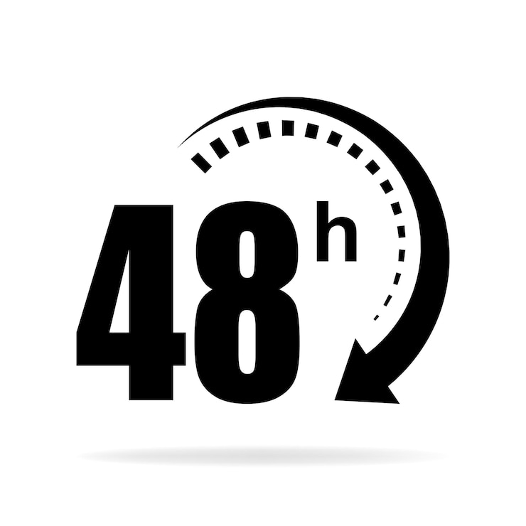 Vetor ícone 48h ilustração vetorial plana em preto sobre fundo branco