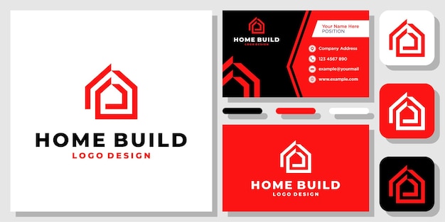 Ícone abstrato da construção de casas para aluguel de casas e apartamentos design de logotipo moderno com modelo de layout e cartão de visita