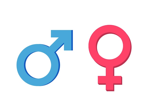 Ícone azul de símbolo masculino com símbolo rosa de símbolo feminino