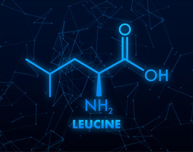 Ícone com fórmula de leucina fórmula molecular de aminoácidos essenciais