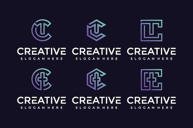 Vetor Ícone criativo e elegante do logotipo da carta tc para empresas de luxo