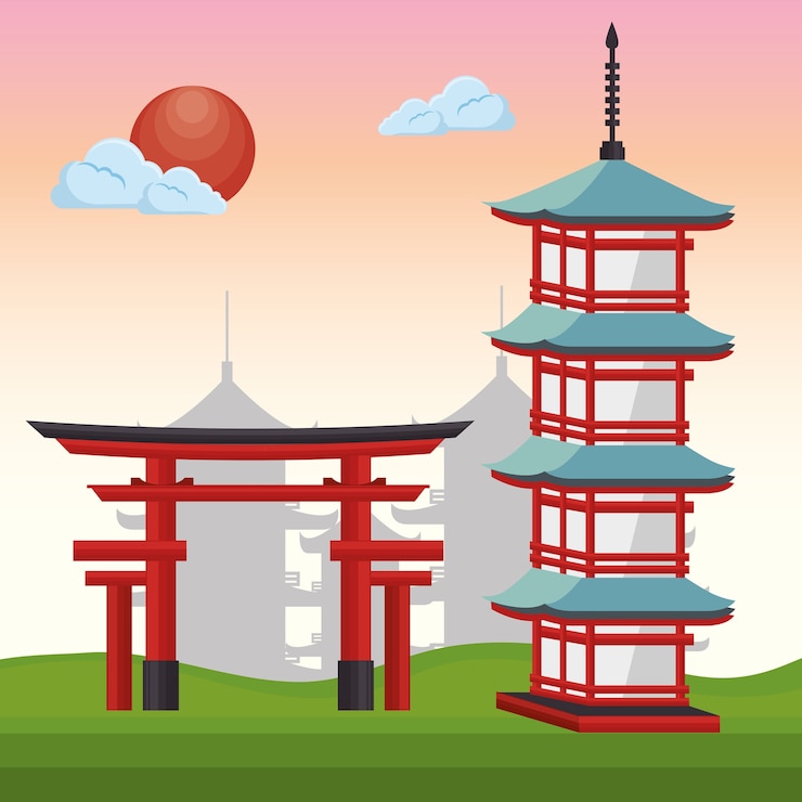 Vetor ícone da arquitetura da cultura japonesa