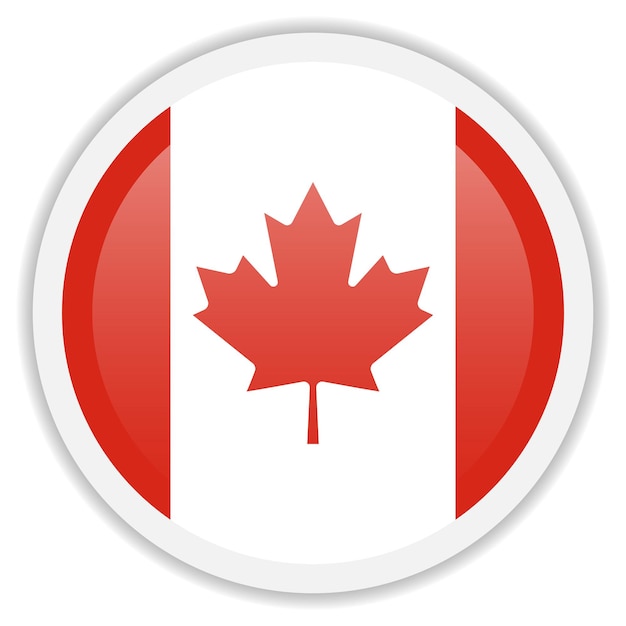 Ícone da bandeira nacional do Canadá Ícone do botão do círculo isolado em fundo branco Ilustração vetorial EPS10