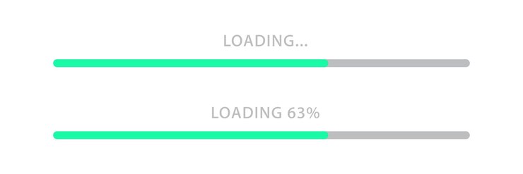 Vetor ícone da barra de carga sinais de progresso de download símbolo de status do processo símbolos de upload de velocidade ícones de interface do site sinal vetorial de cor verde