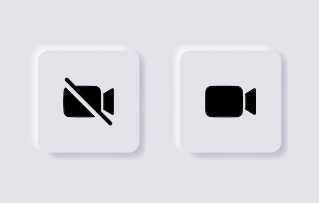 ícone da câmera de vídeo gravando o símbolo nos botões de neumorfismo ícones da interface do usuário da interface do usuário