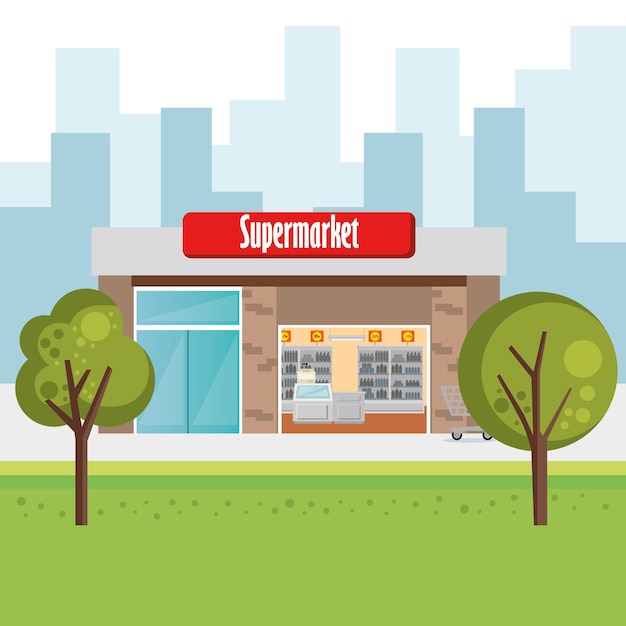 Ícone da cena do prédio do supermercado