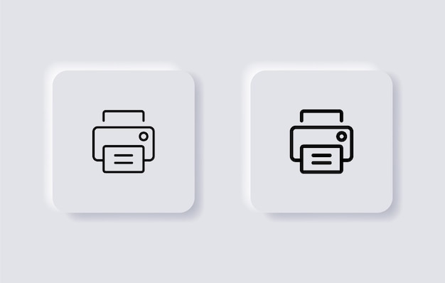 Vetor Ícone da impressora documento desktop imprimir fax em botões de neumorfismo ou ícones de aplicativos ui ux de estilo neumórfico