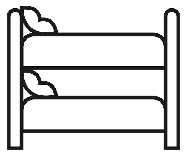 Ícone da linha da cama de beliche símbolo da mobília do quarto isolado no fundo branco