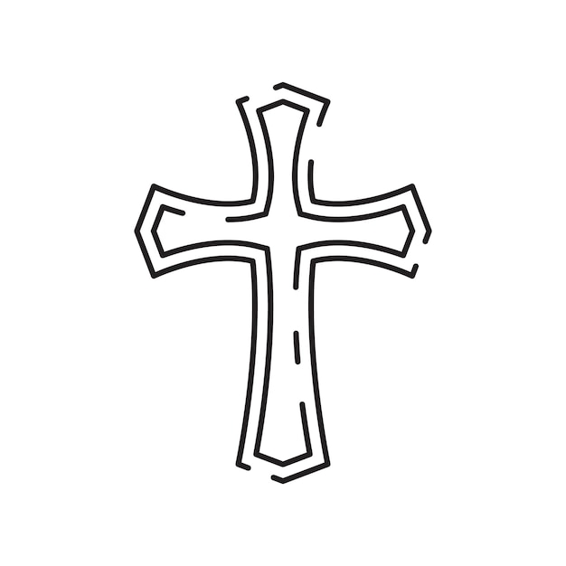 Vetor Ícone da linha do cristianismo ícones relacionados com a religião, igreja bíblica e cruz ou sinal medieval da antiga catedral de jesus