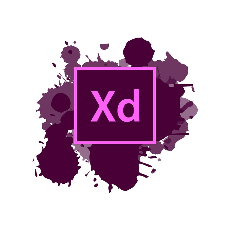 Vetor ícone da plataforma adobe xd aquarela abstrata púrpura quadrado logotipo adobe xd
