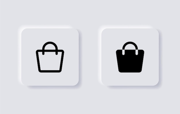 Ícone da sacola de compras adicionar ao símbolo do carrinho de compras nos botões de neumorfismo ícones da interface do usuário da interface do usuário