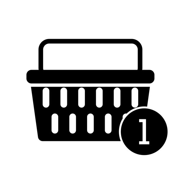 Ícone da sacola de compras com contador de itens numéricos na cesta