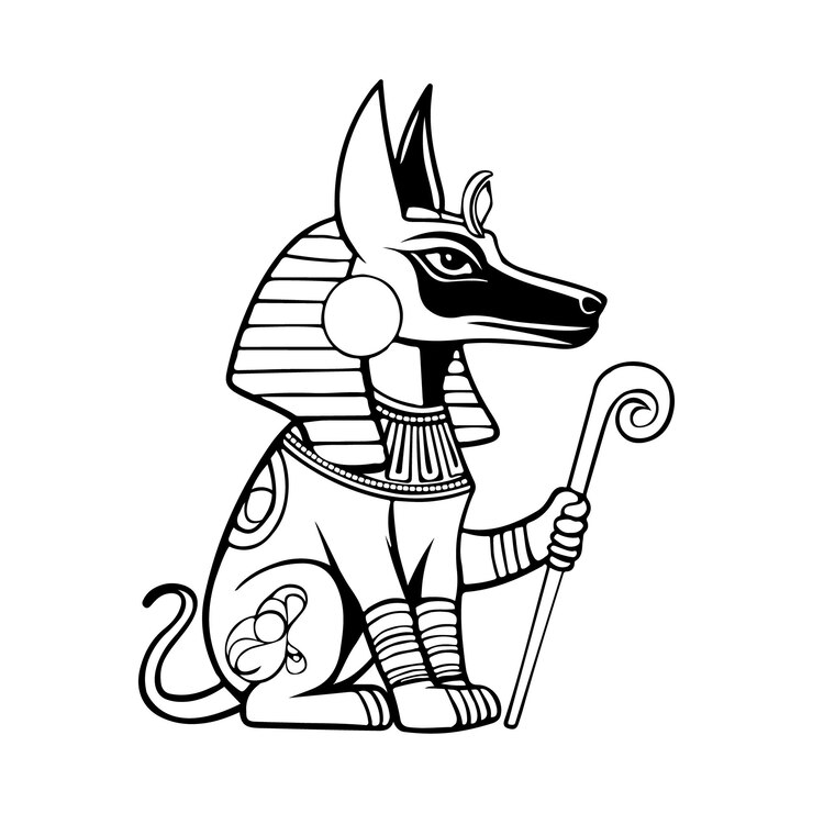 Vetor ícone da silhueta do deus anubis representando a mitologia e a história do antigo egito
