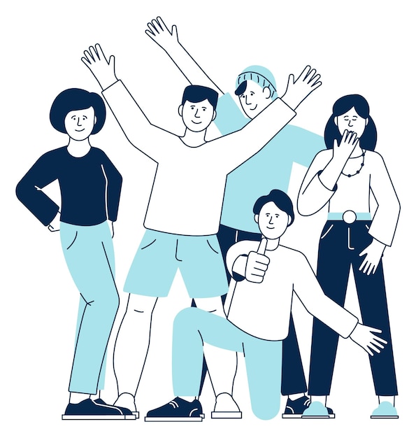 Ícone de amizade Jovens felizes juntos Encontro de amigos