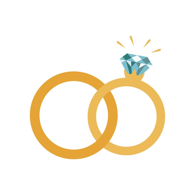 Ícone de anéis de casamento. Design plano. Ilustração vetorial isolada no fundo branco.