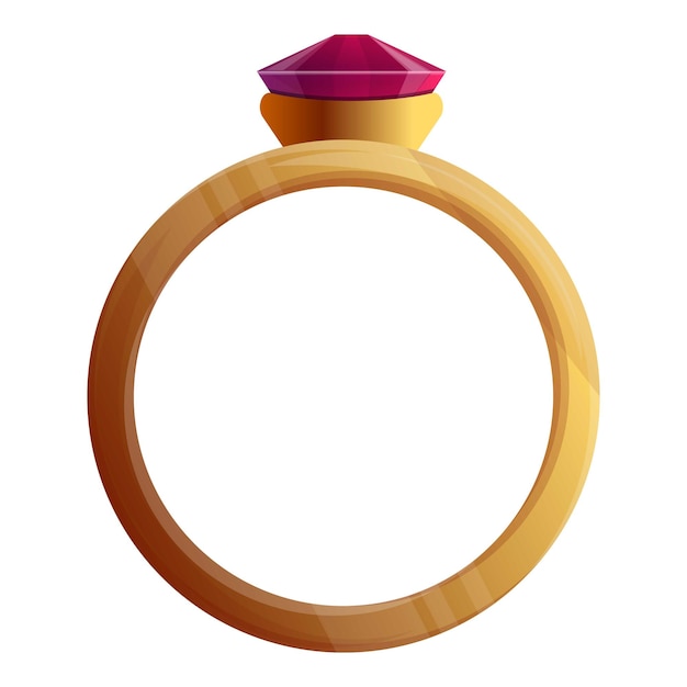 Ícone de anel de ouro rubi desenho animado de ícone vetor de anel de ouro rubi para web design isolado em fundo branco