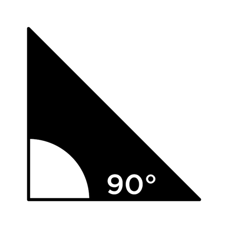 Vetor ícone de ângulo de 90 graus em triângulo