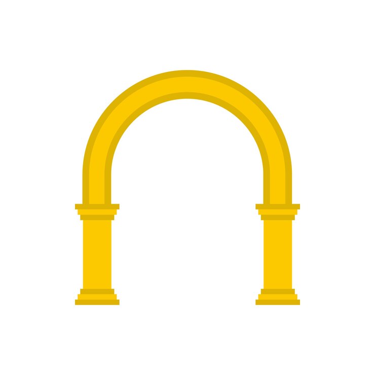 Vetor ícone de arco dourado em estilo plano sobre um fundo branco