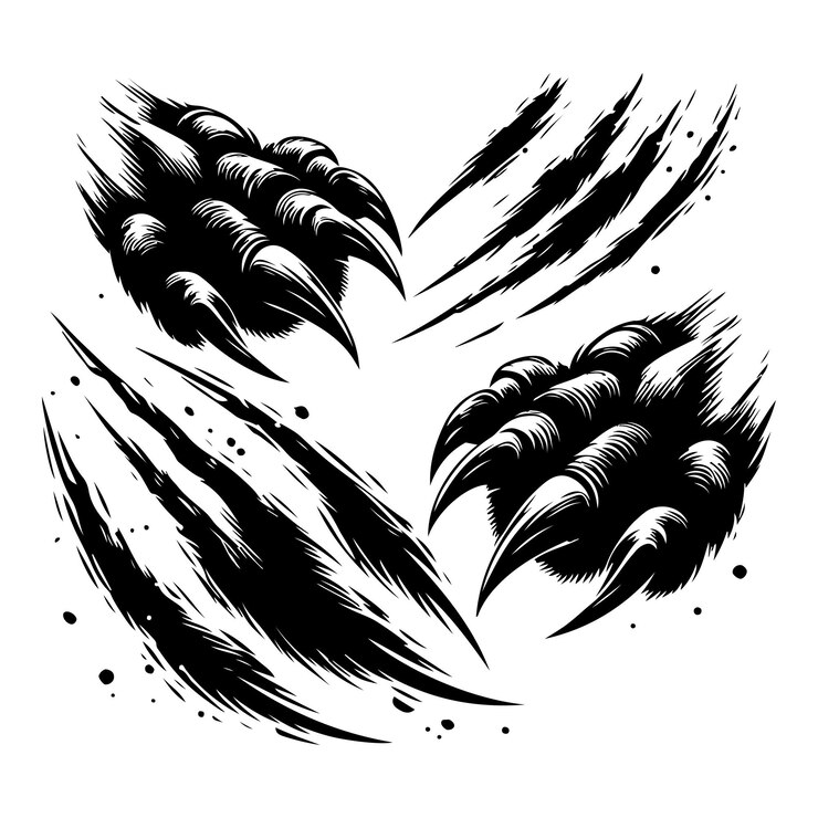 Vetor ícone de arranhão de garras ilustração vetorial de silhueta de arranhão e arranhão de animais