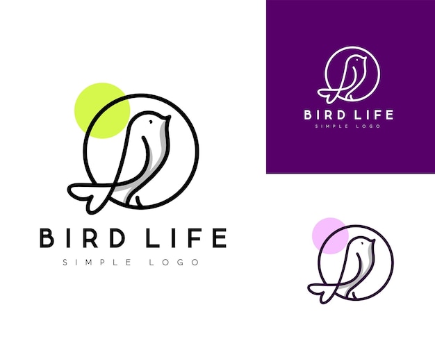 Ícone de arte monoline de contorno de vetor de logotipo de pássaro