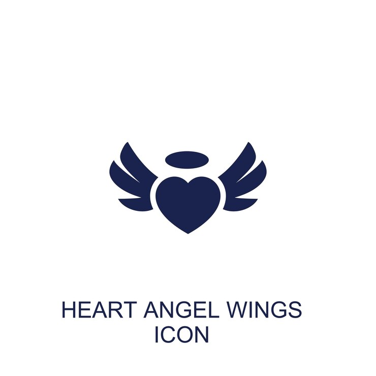 ícone de asas de anjo coração fundo branco
