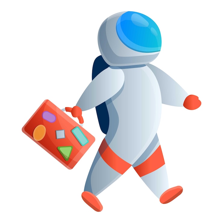 Vetor ícone de astronauta de bolsa de viagem ícone vetorial de astronauta da bolsa de viagem para design web isolado em fundo branco