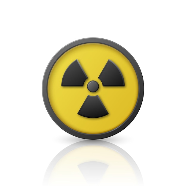 Vetor Ícone de aviso de perigo de radiação de vetor amarelo estação nuclear isolada símbolo de aviso radioativo círculo redondo modelo de design de sinal perigoso