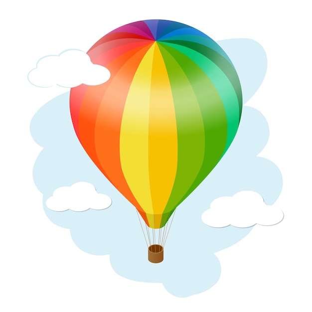 Ícone de balão de ar quente. balão de ar quente de ilustração isométrica de vetor 3d plano