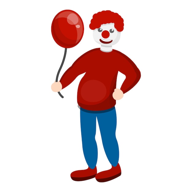 Vetor Ícone de balão vermelho de palhaço desenho animado do ícone de vetor de balão vermelho de palhaço para web design isolado no fundo branco